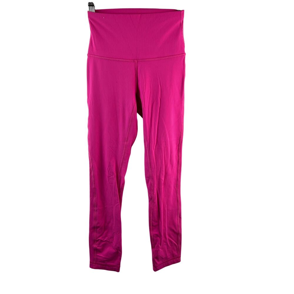 Lululemon Sonic Pink Crop Leggings Align Ribbed High-Waisted Pull-On Yoga Size 2